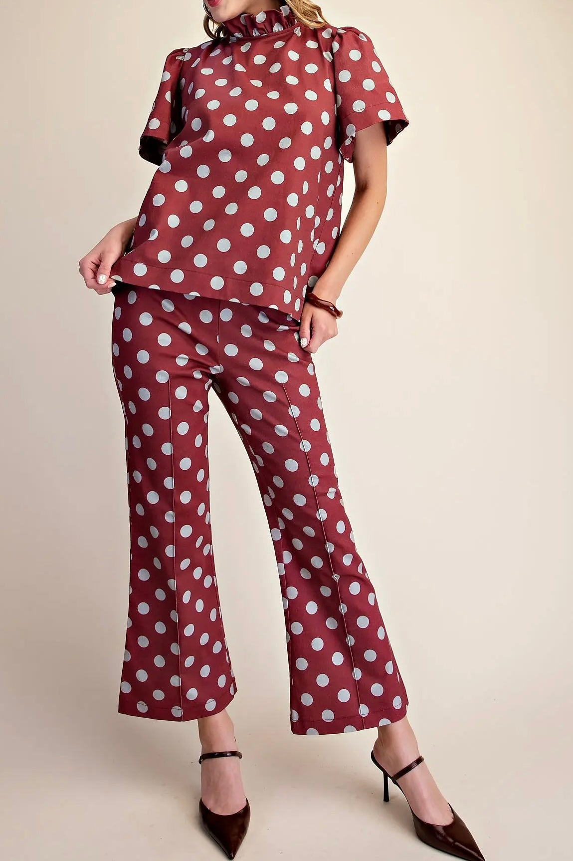 Polka Dot Ruffle Top