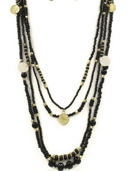 Collares - Black & Gold Beads  - Jewelry