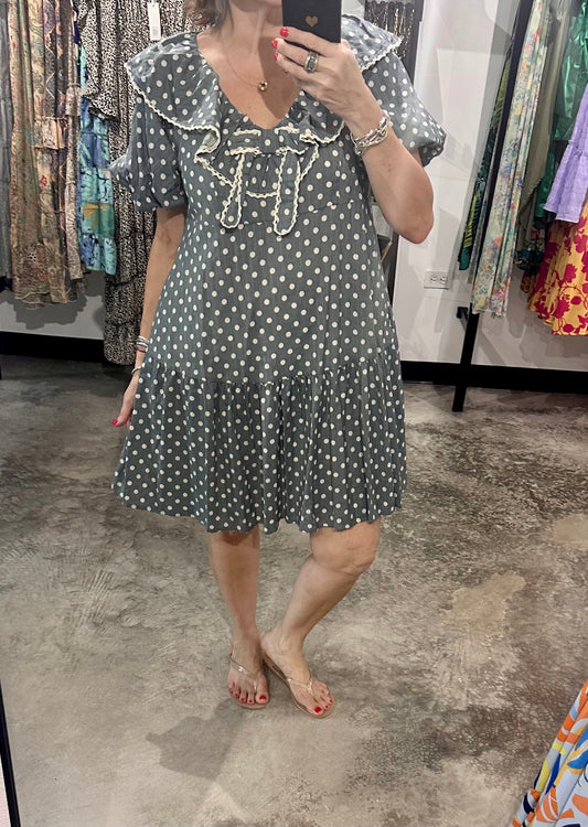 Denim Polka Dots Short Dress