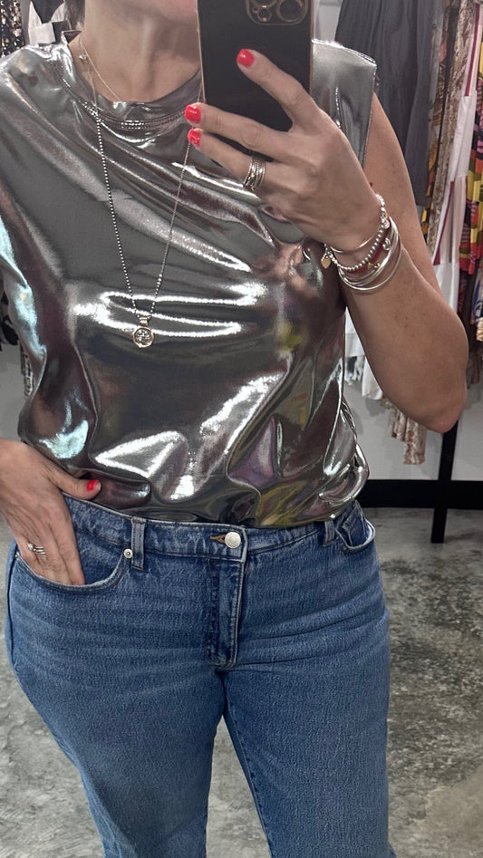 Metallic Silver Top