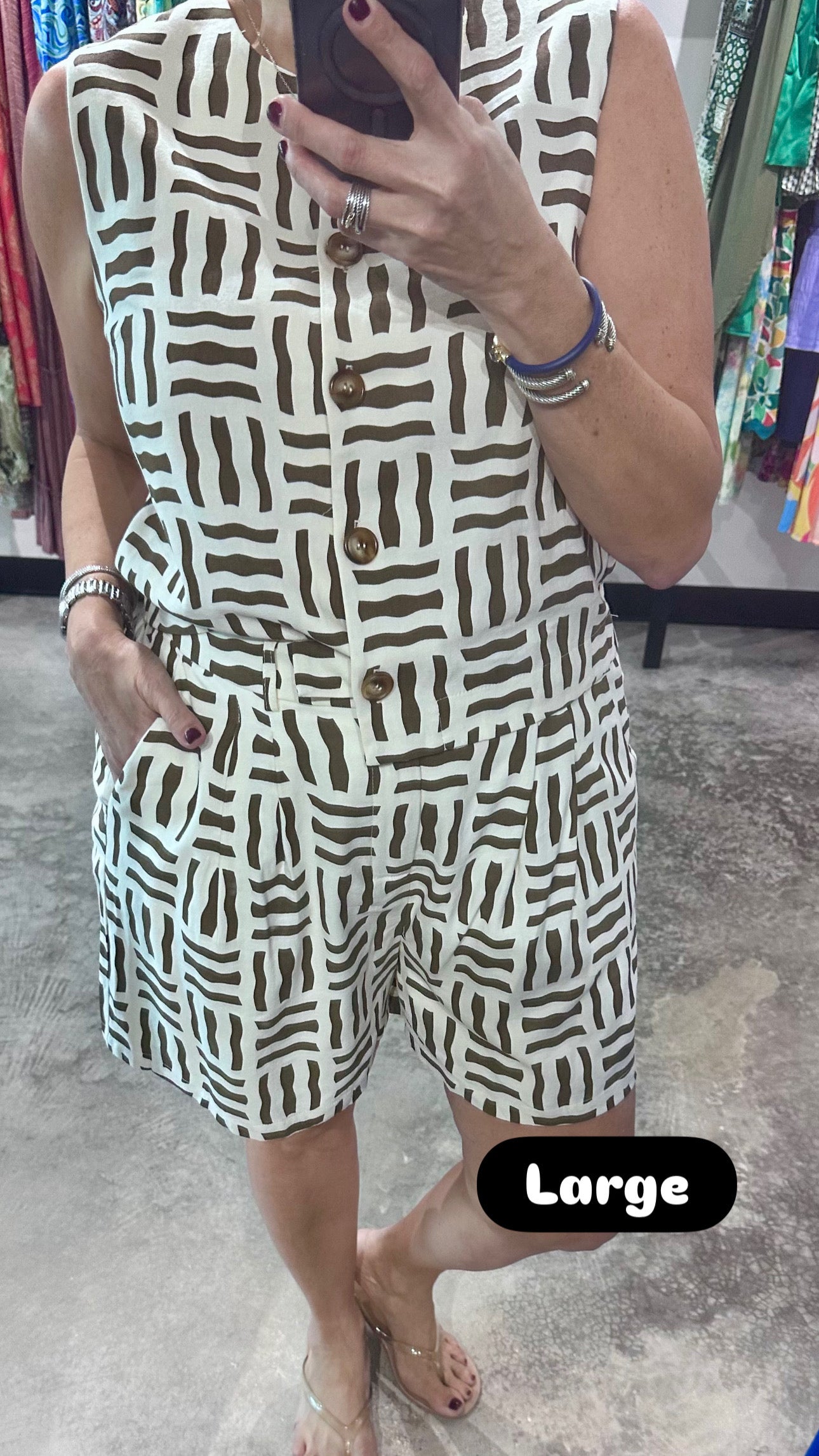 Geometric Print Vest & Shorts Set