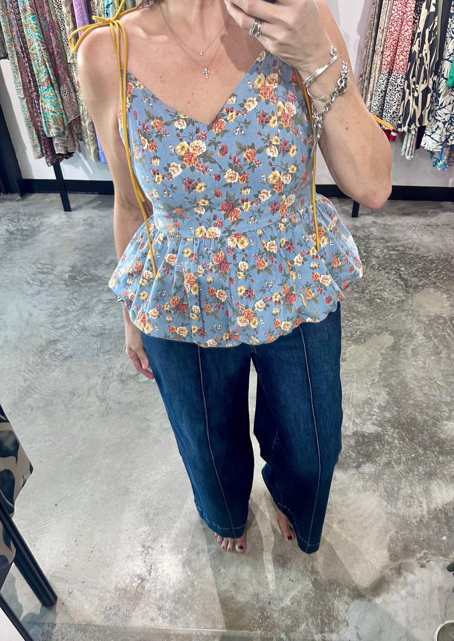 Bubble Shoulder Tie Top