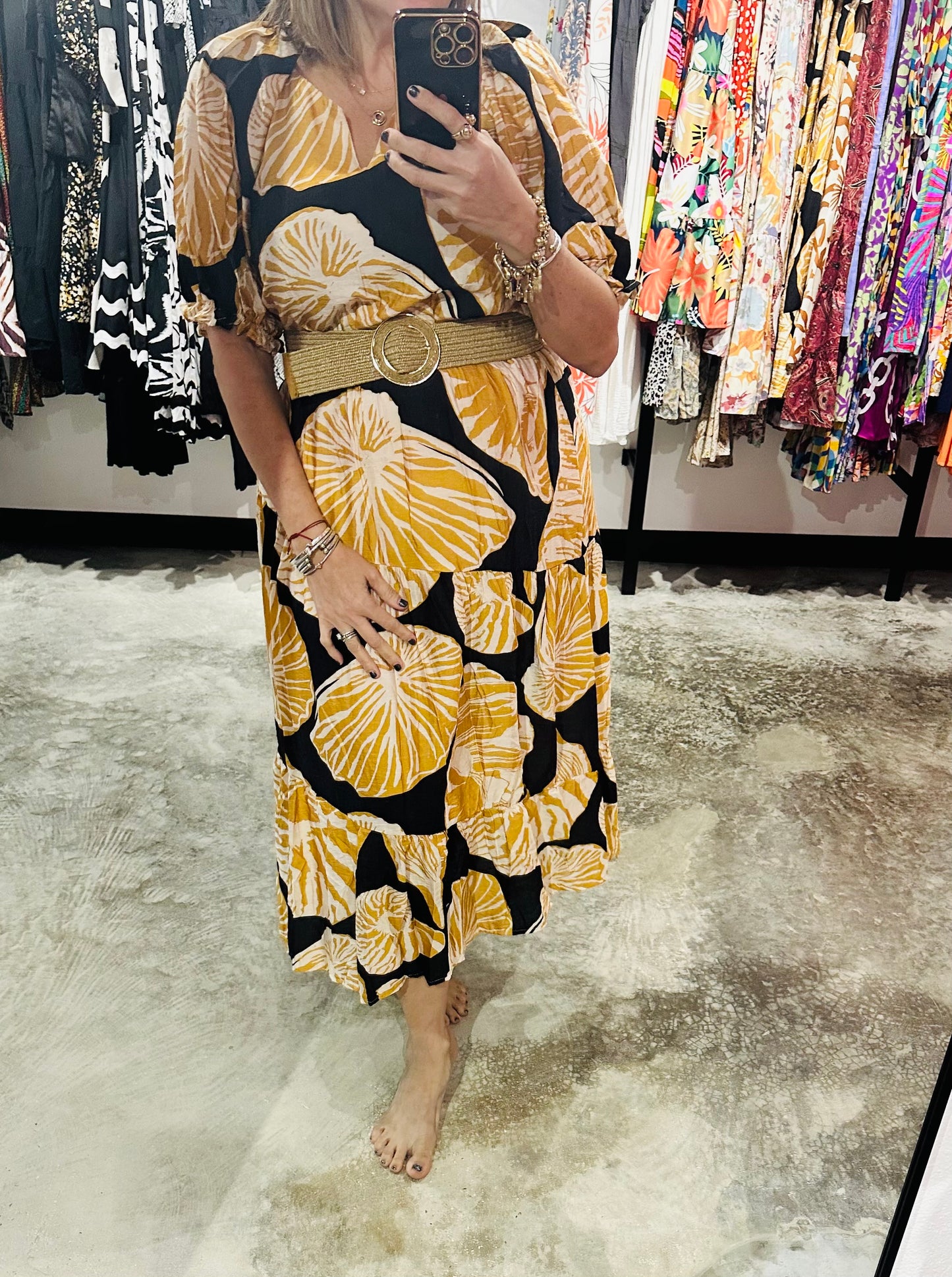 Honey Floral Print Midi Dress