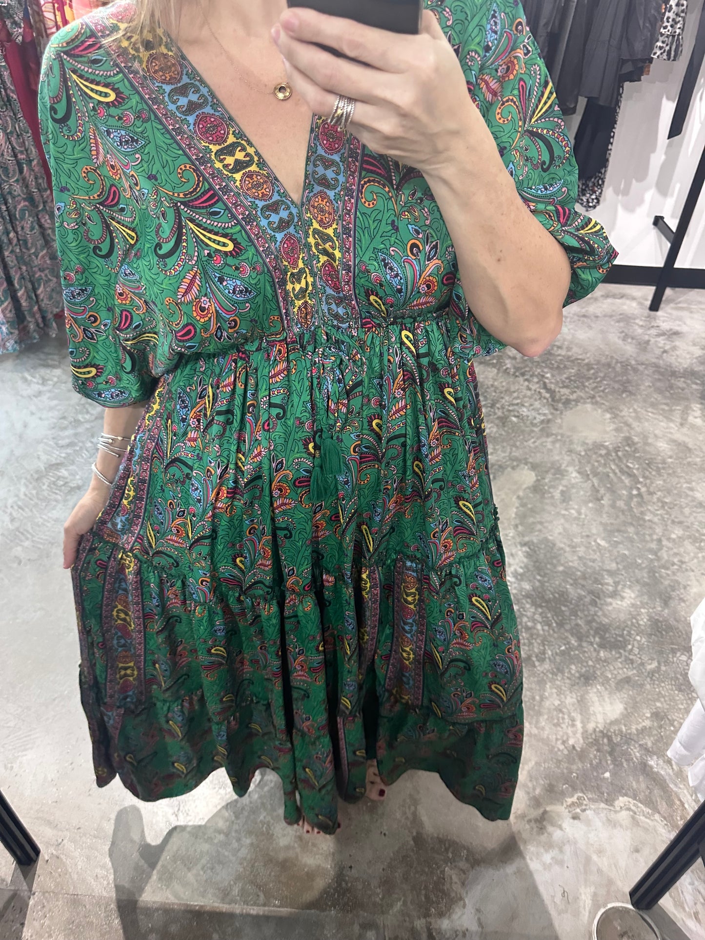 One Size 3/4 Sleeves Maxi Dress