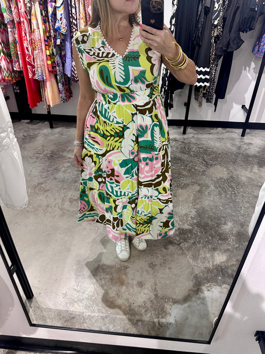 Sleeveless Print Midi Dress