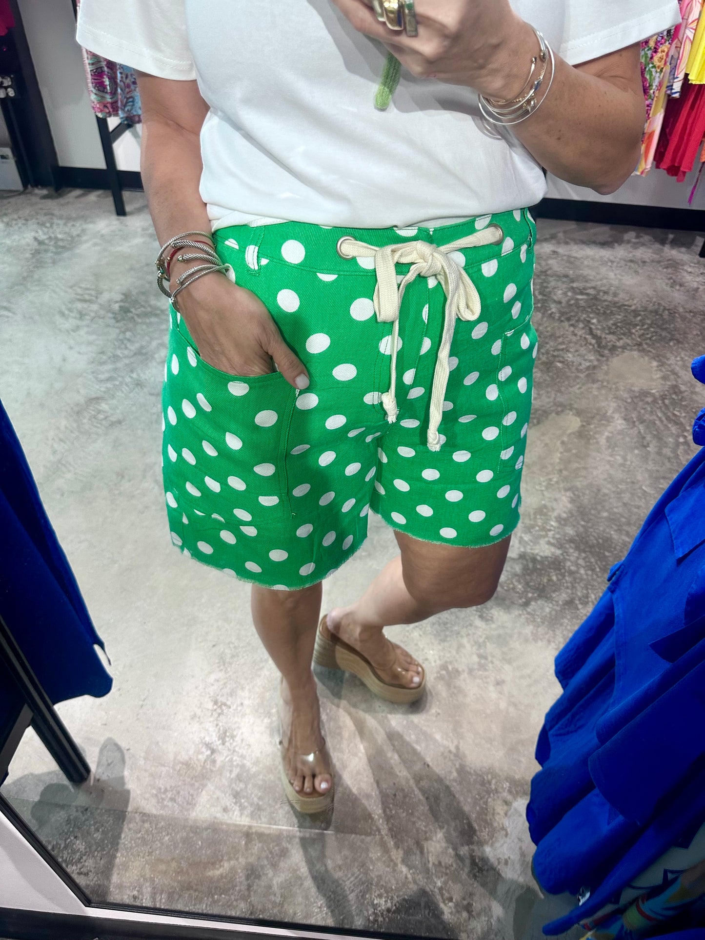 Polka Dot Print Shorts - A