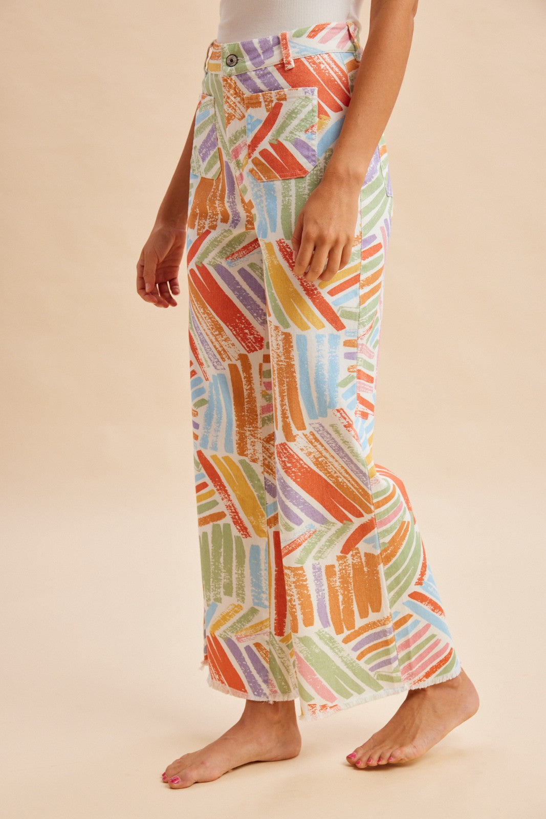 Stretch Wide Leg Denim Pants