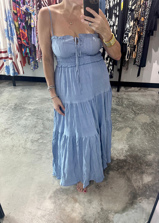 Denim Tiered Maxi Dress