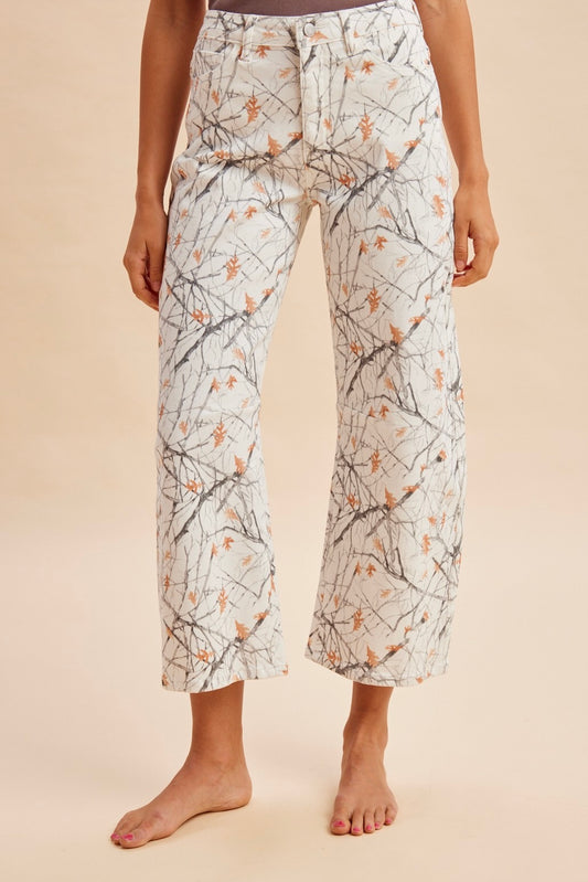 Camouflage Print Barrel Jeans