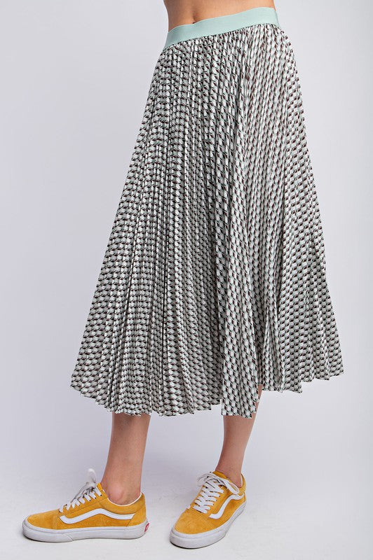 Sage Pleated Skirt