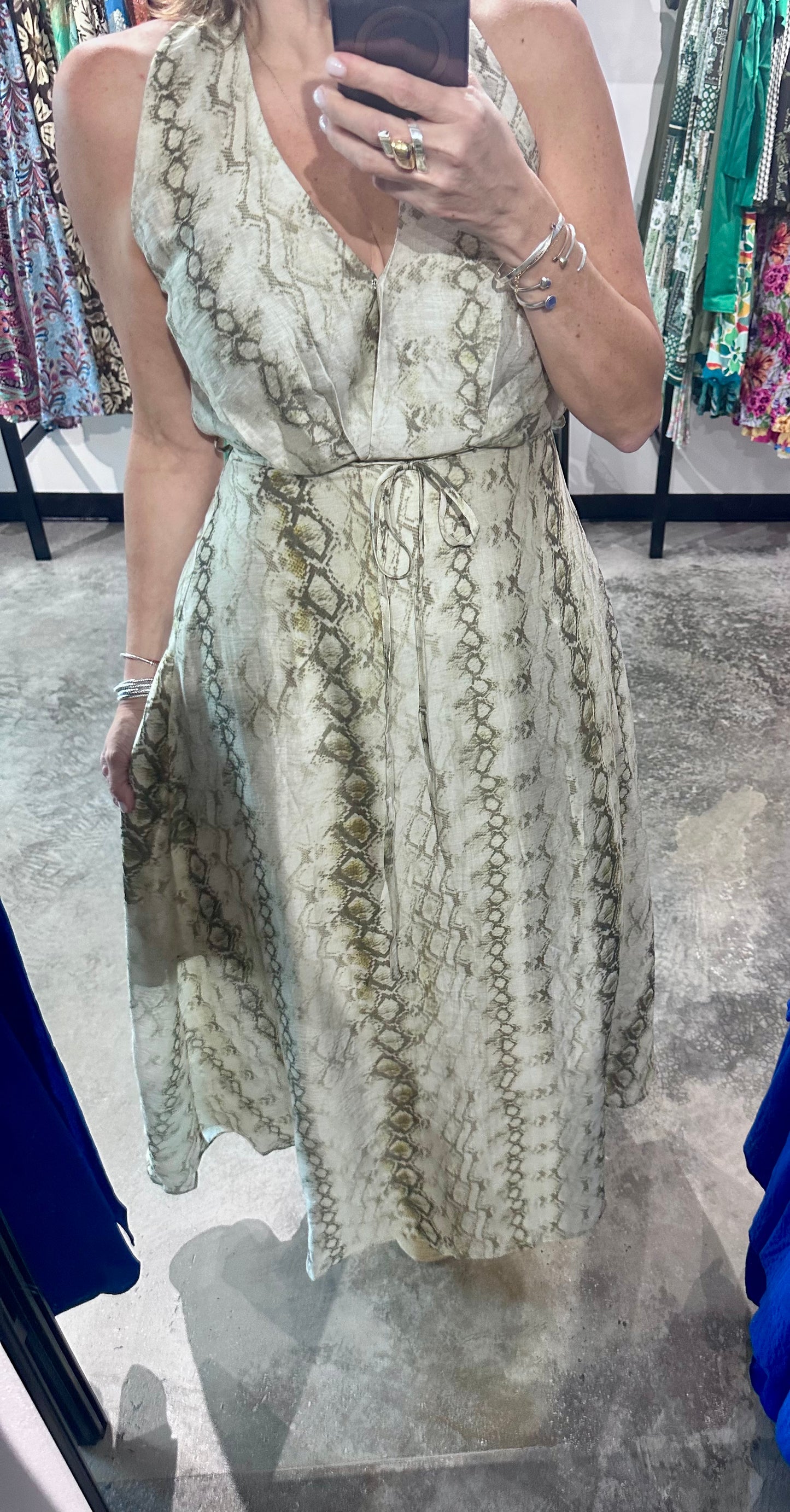 Halter Boho Snake Print Maxi Dress