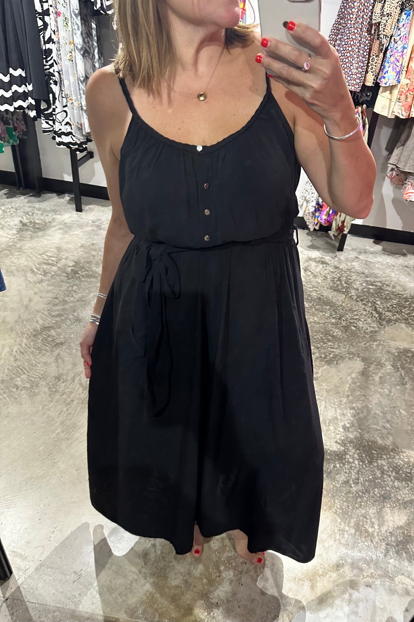 Small - Braid Strap Midi Dress in Black