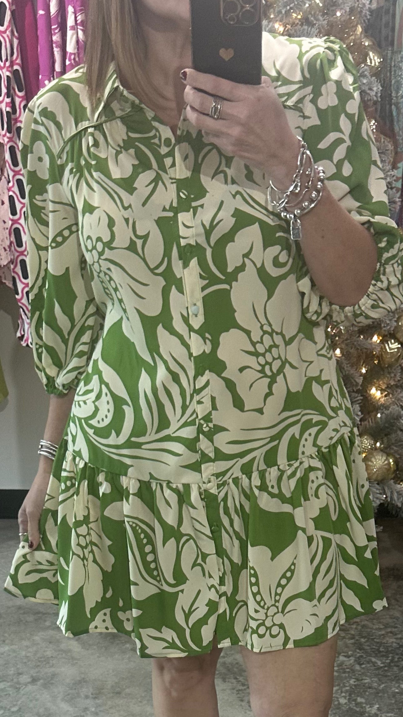 Two Tone Floral Print Short Dress