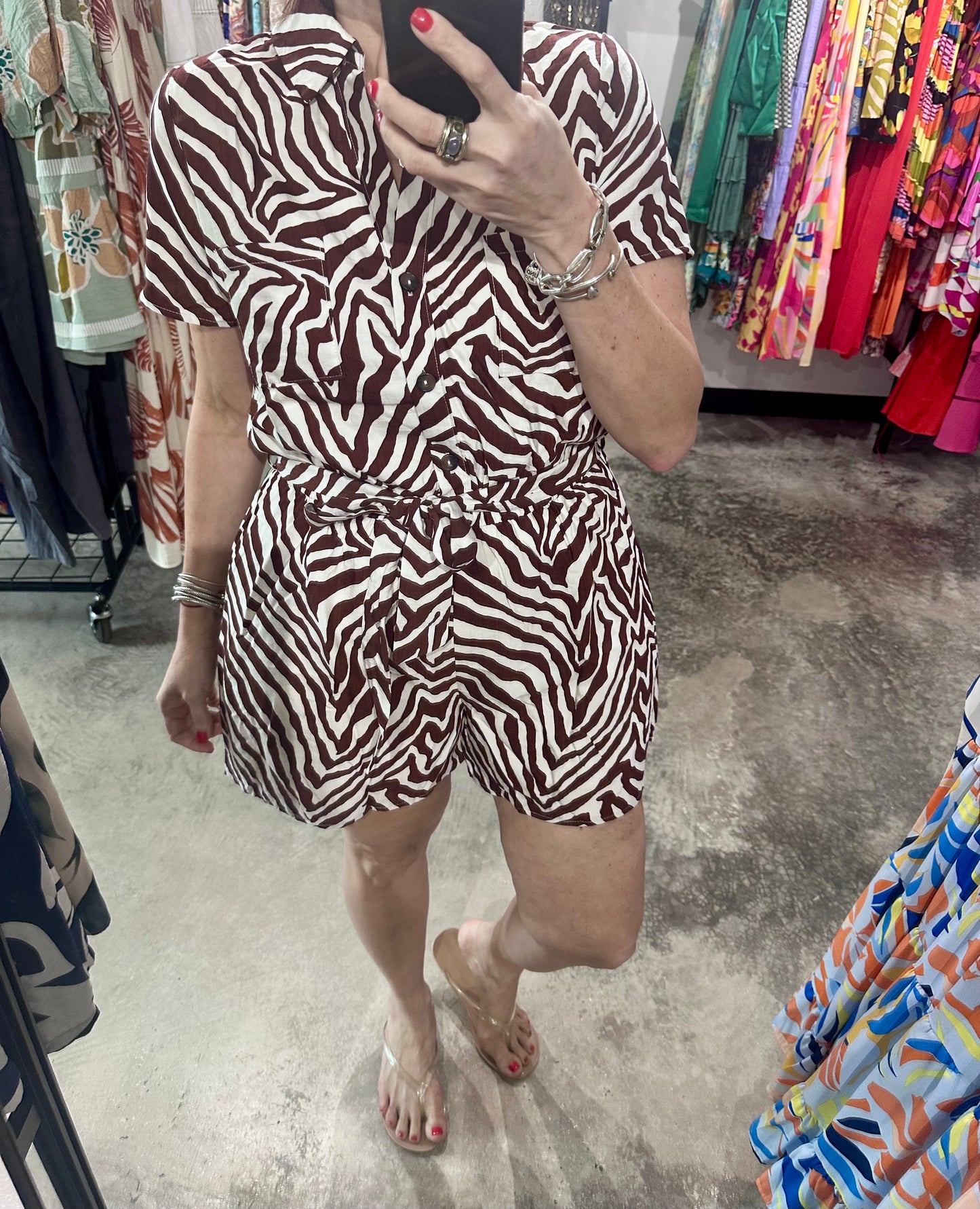 Chocolate Zebra Print Romper