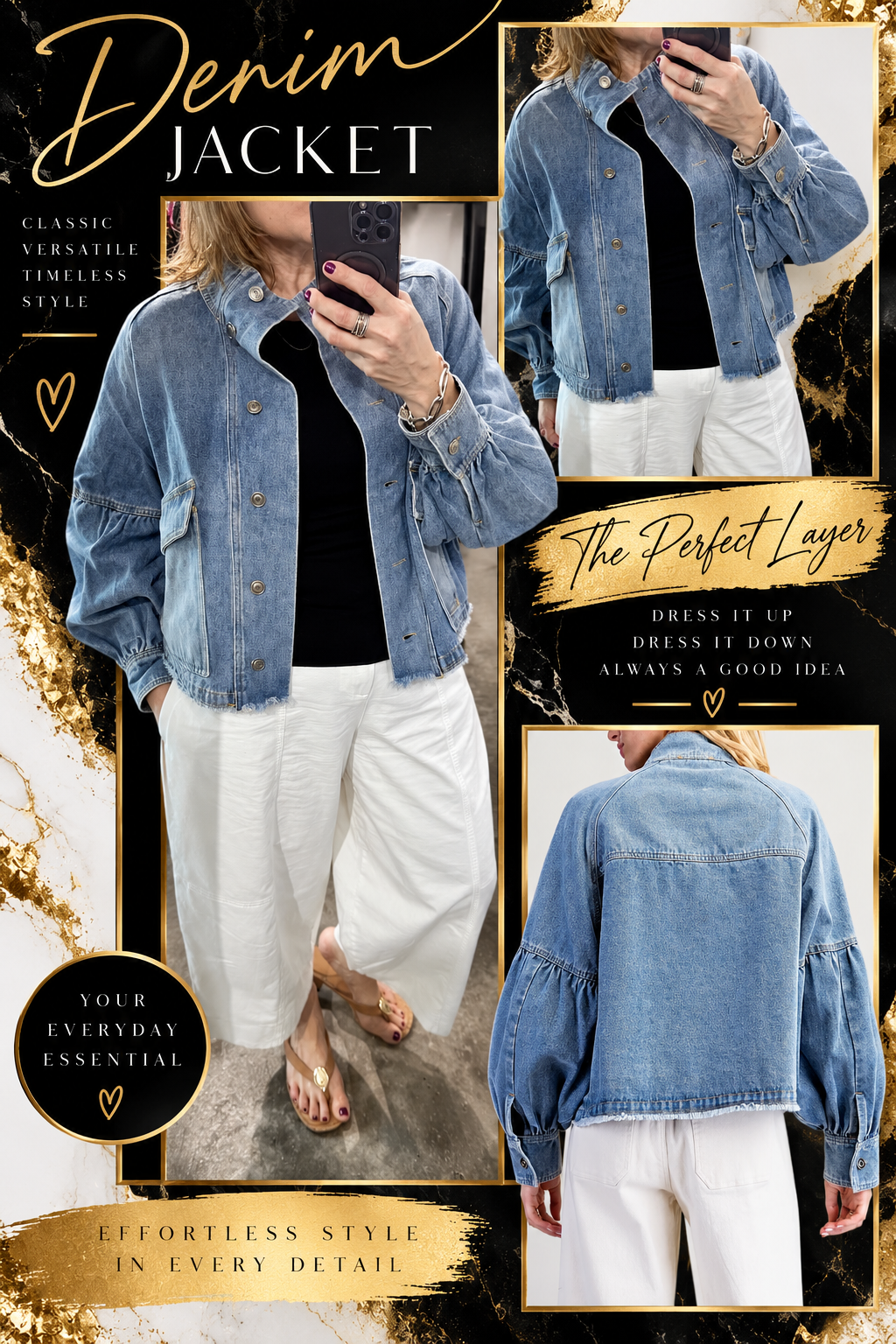 Balloon Sleeve Denim Jacket