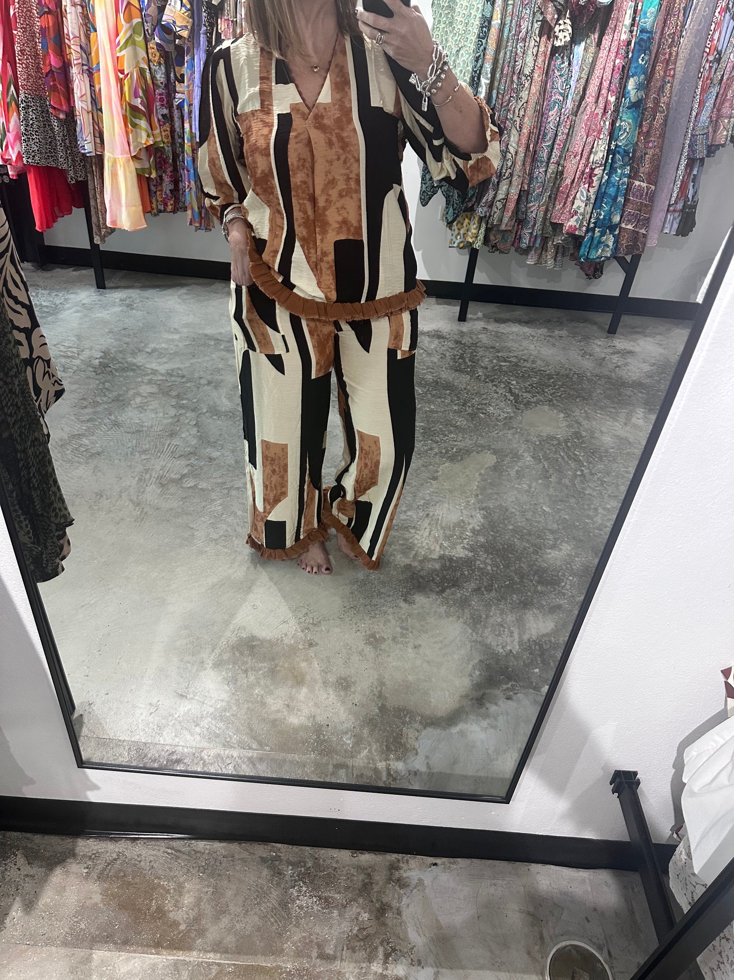 Abstract Print Pant Set