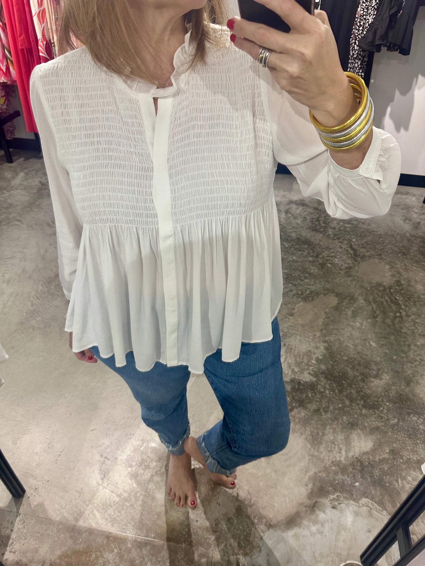 Off White V Neck Top