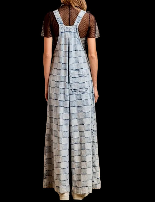 Washed Denim Wide Leg Jumpsuit