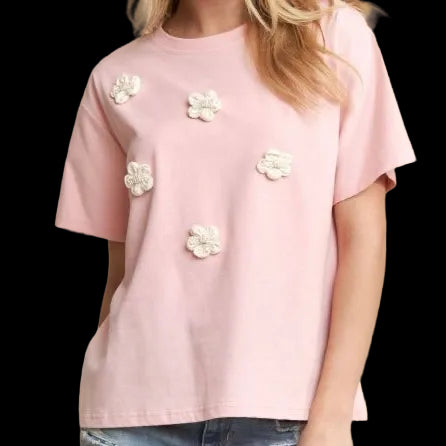 Pink Floral Patch Top