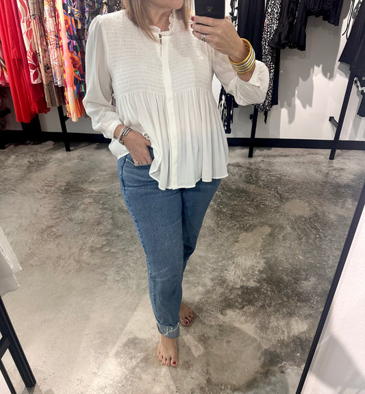 Off White V Neck Top