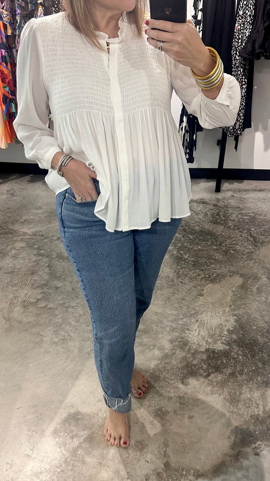 Off White V Neck Top