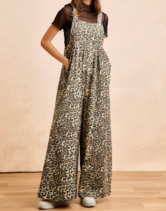 Leopard Print Wide Leg Jumpsuit