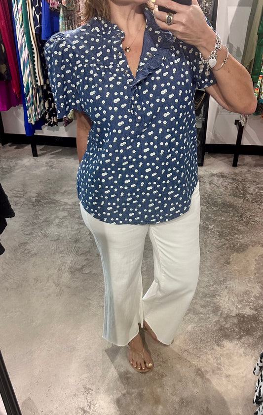 Floral Print Denim Top
