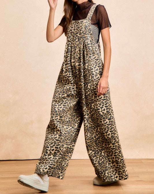 Leopard Print Wide Leg Jumpsuit