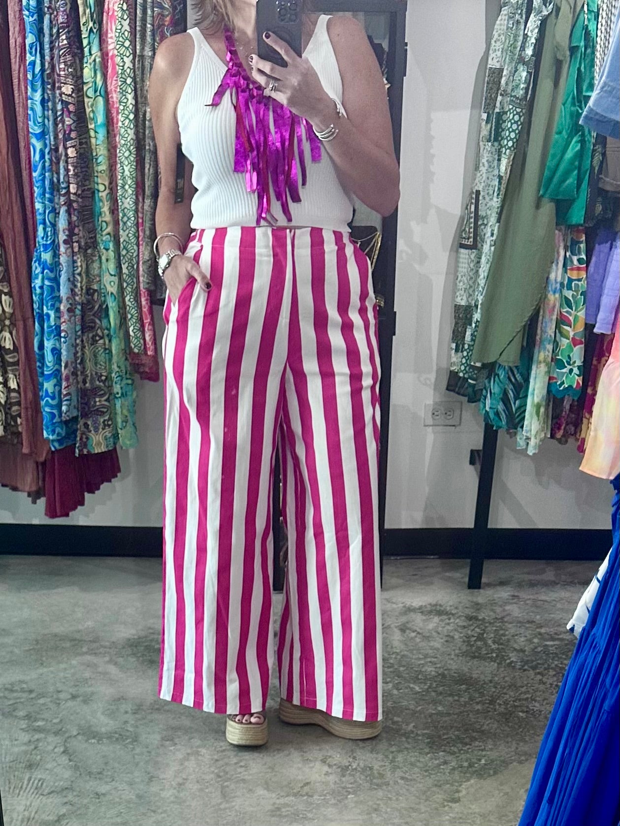 High Waist Stripe Pants