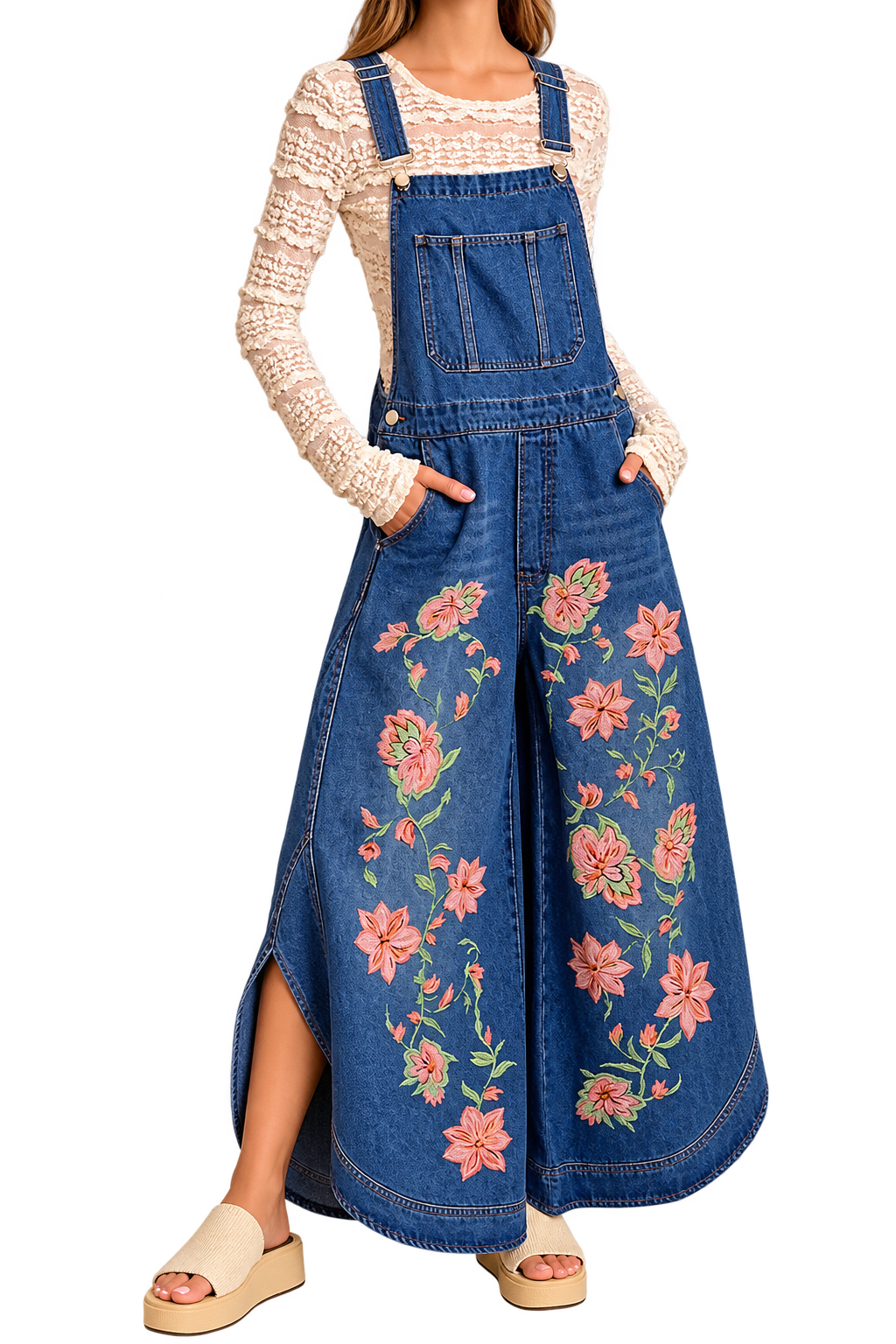 Floral Denim Overall