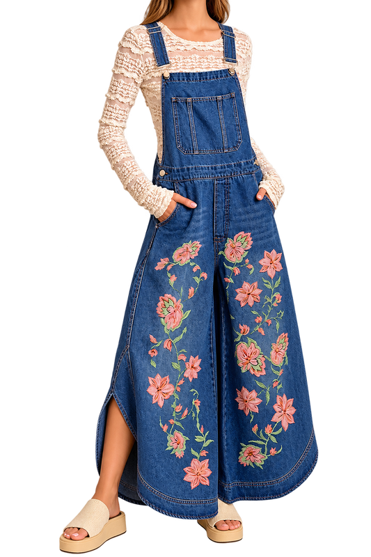 Floral Denim Overall