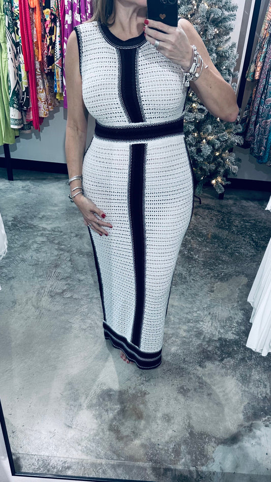 Black & White Crochet Maxi Dress