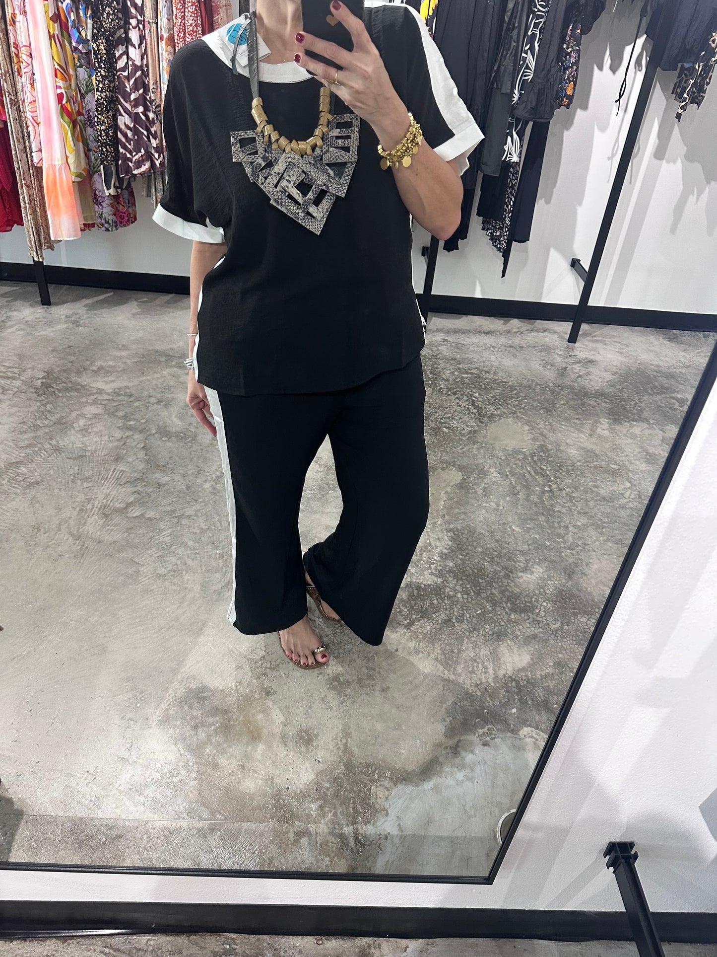 Solid Stripe Dolman Pant Set