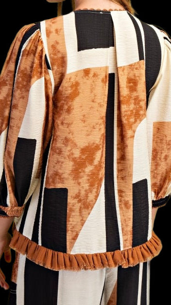 Abstract Print Pant Set