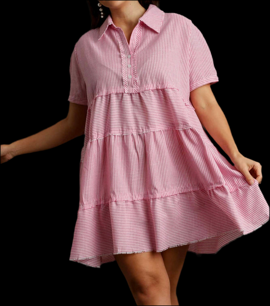 Curvy Stripped Print Short Dress