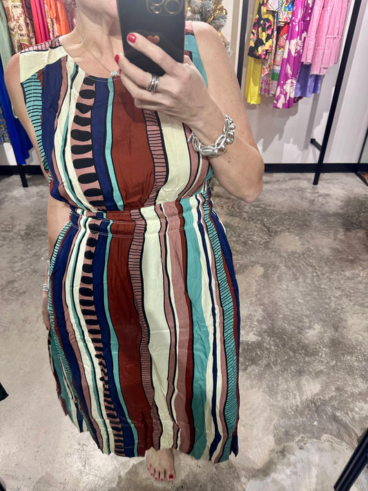 Abstract Print Midi Dress