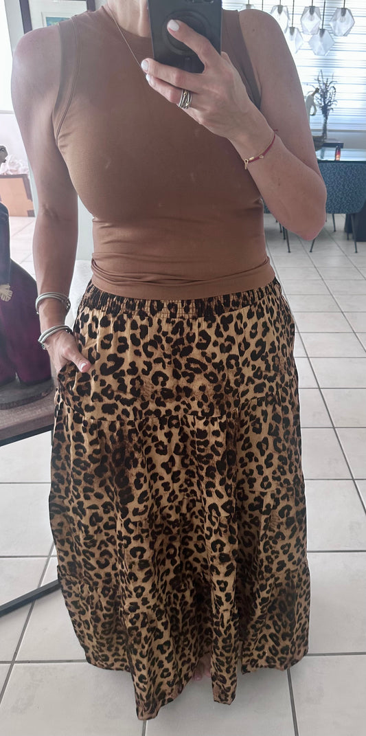 Leopard Print Maxi Skirt