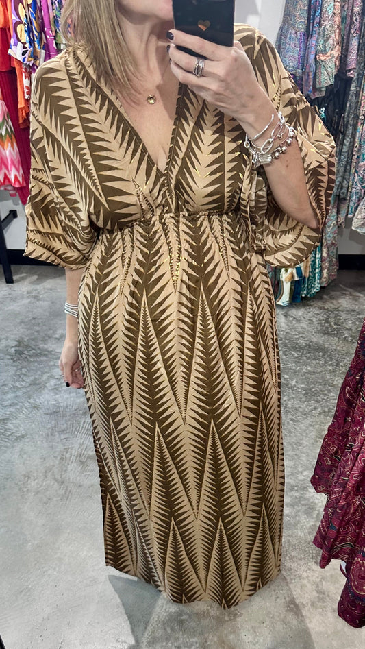 One Size Bell Sleeves Straight Fit Maxi Dress