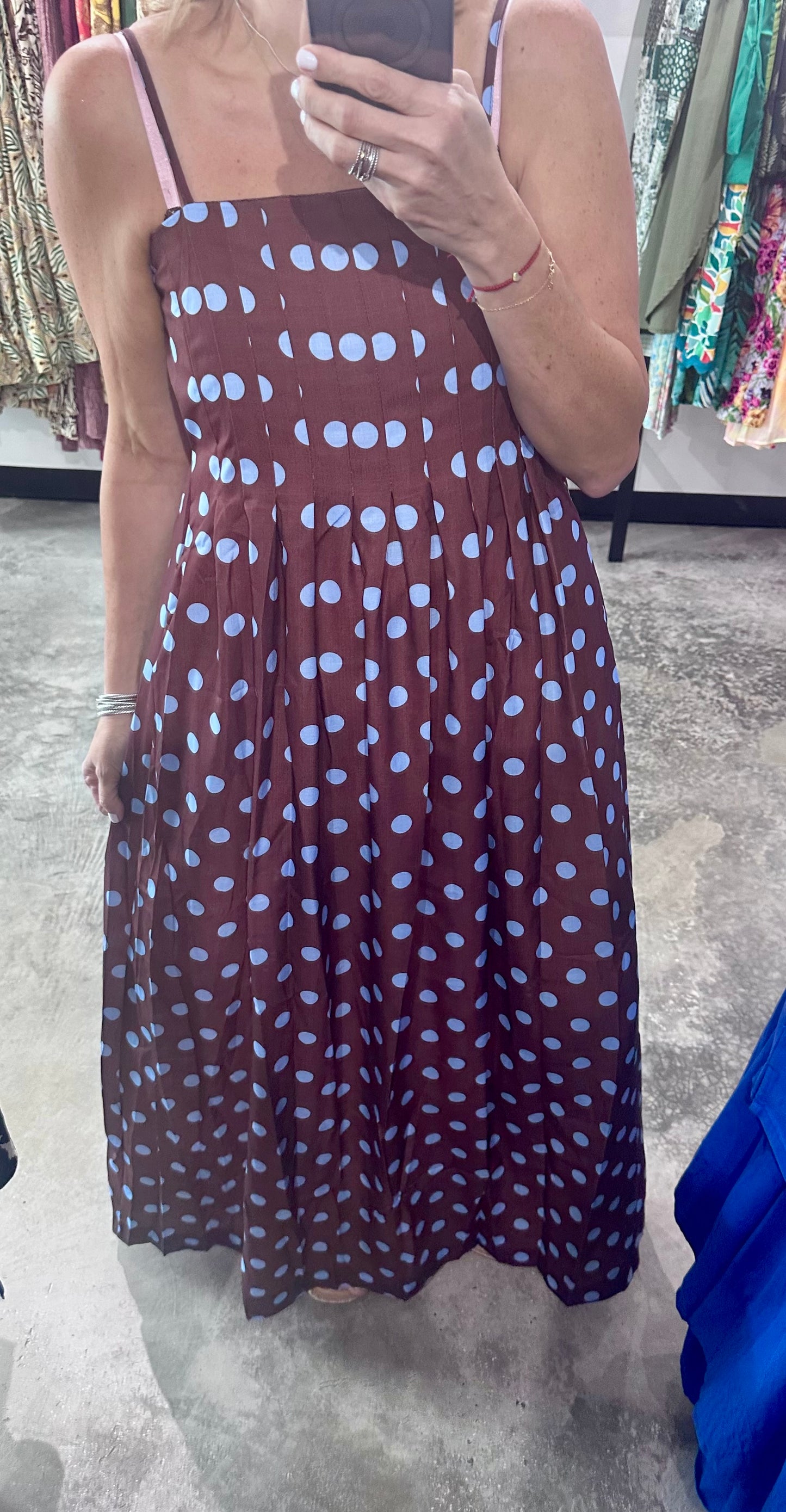 Blue Polka Dot Maxi Dress