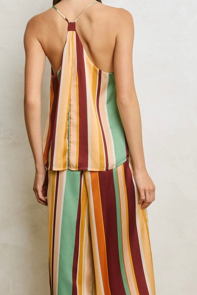 Stripe Satin Flowy Top
