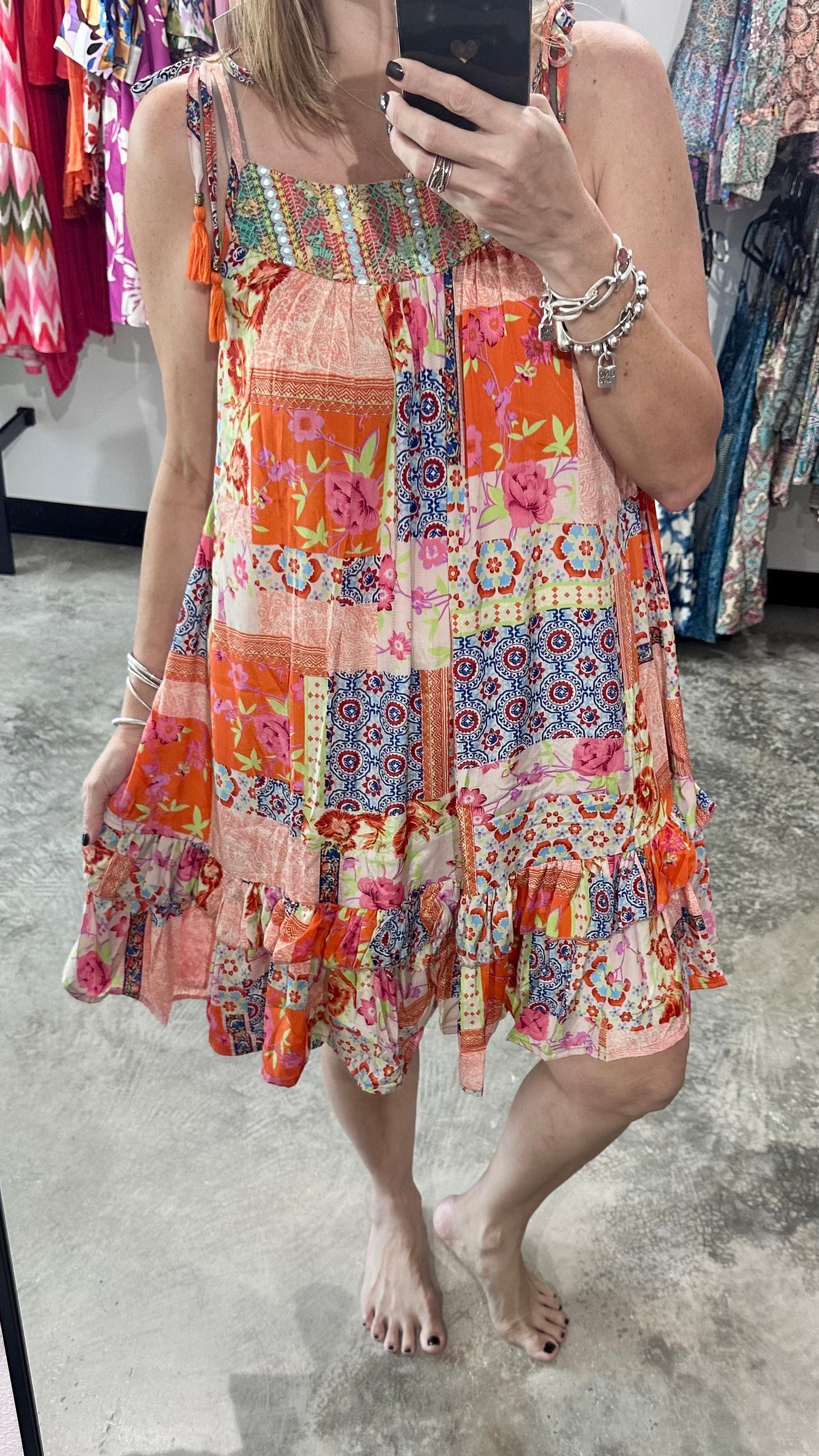 One Size Beads Short Dress