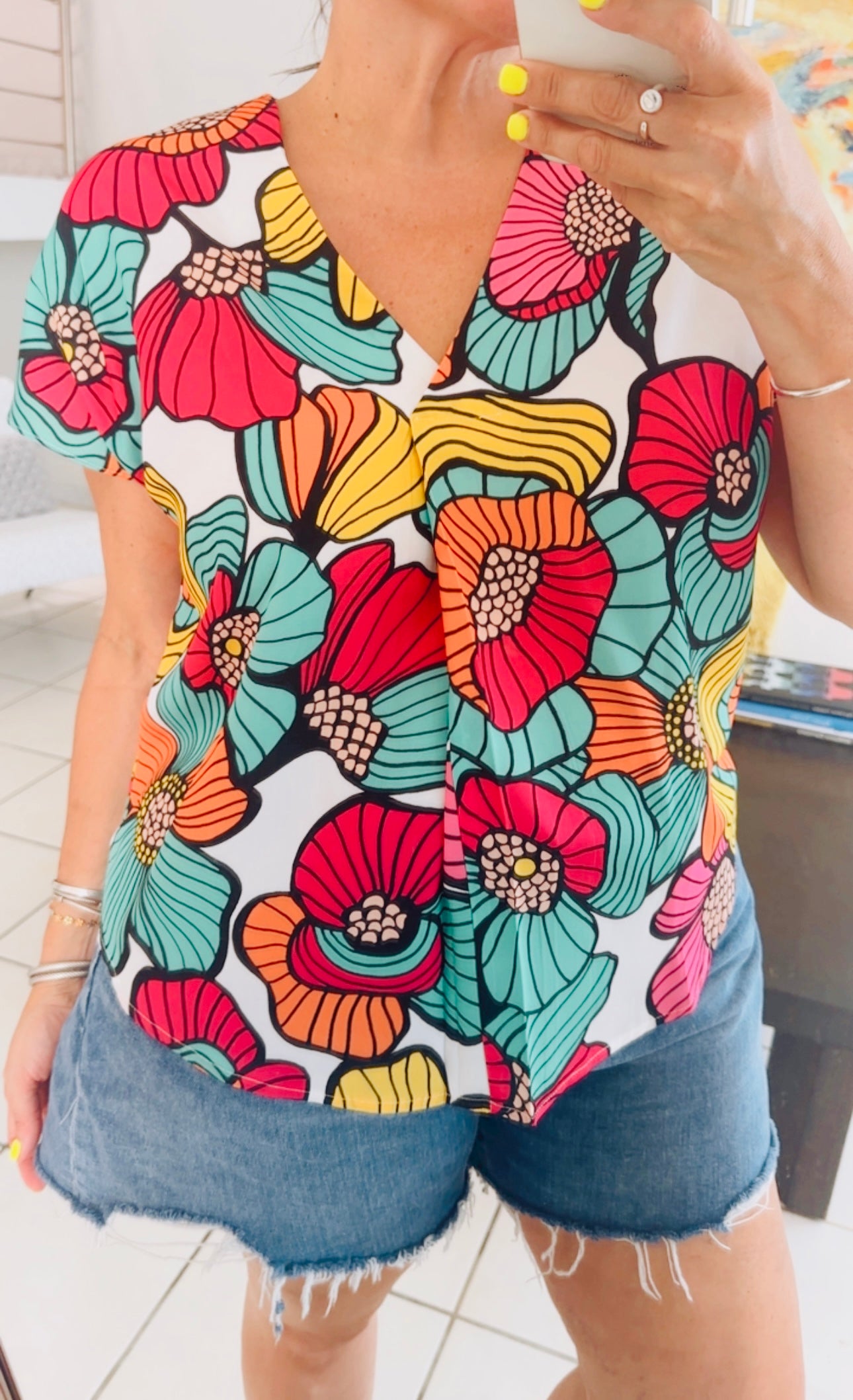 Flower V-Neck Top