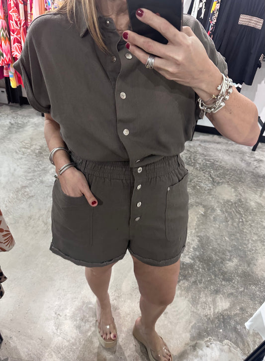 Charcoal Denim Romper
