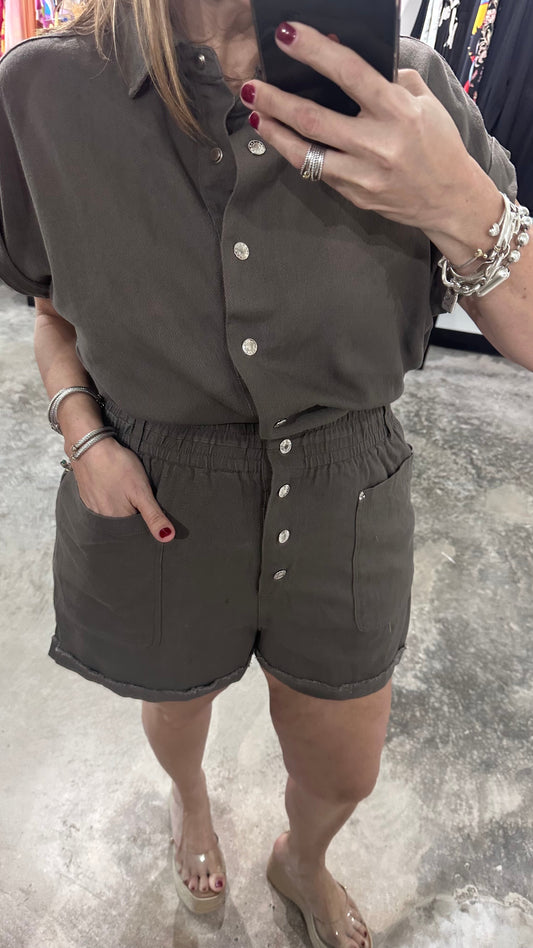 Charcoal Denim Romper