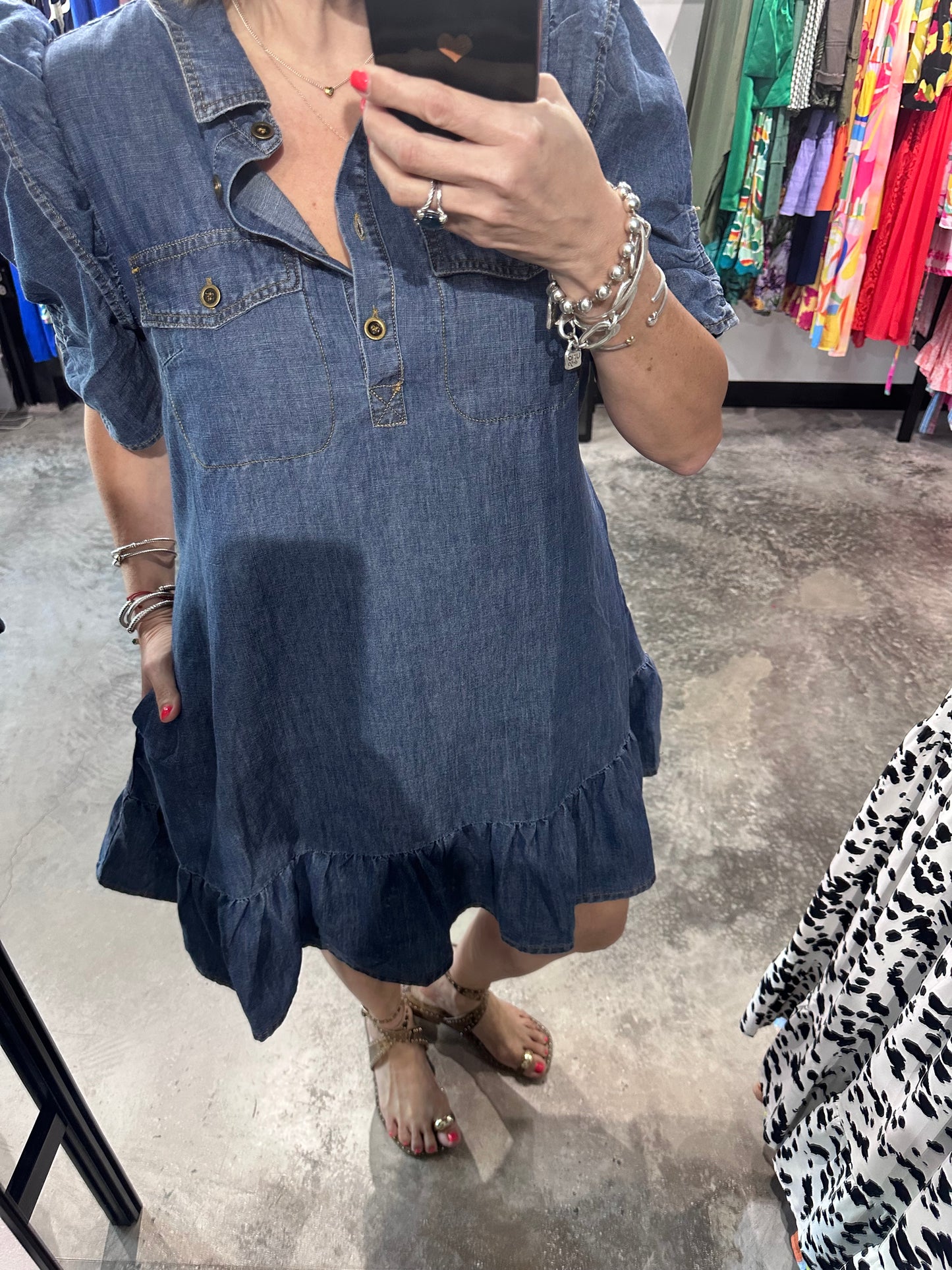 Washed Denim Short Dress