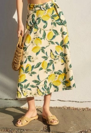 Lemon A Line Midi Skirt