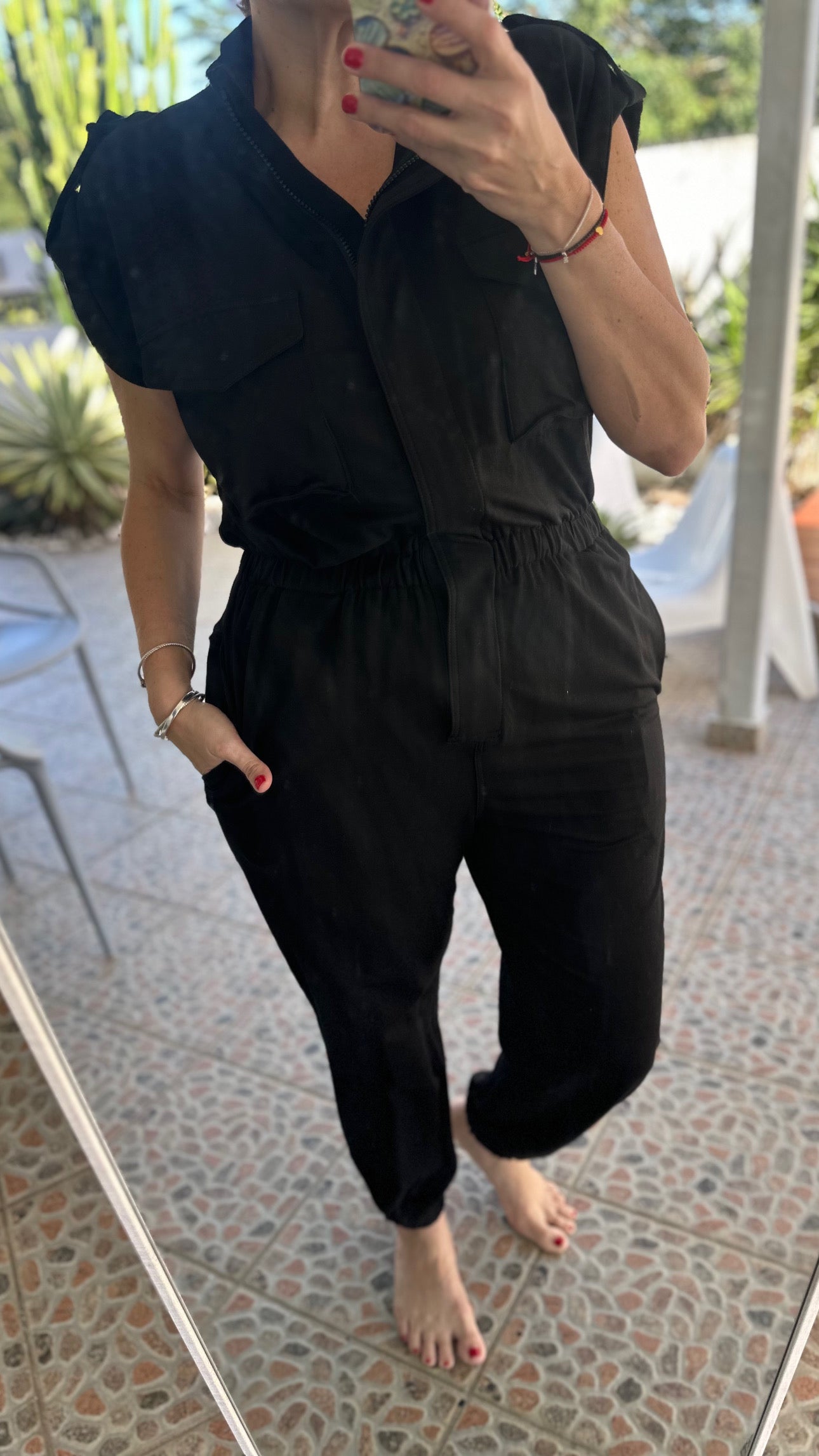 High Neck Sleeveless Jumpsuit - Black