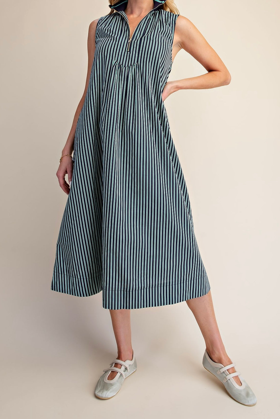 Sleeveless A-Line Midi Dress