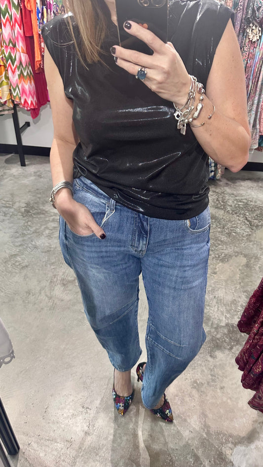 Stretch Barrel Denim Pants