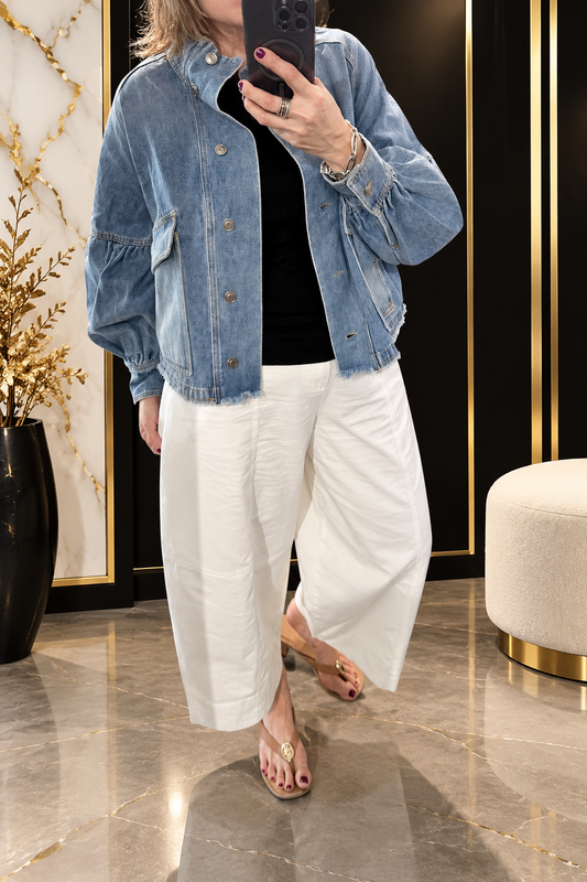Balloon Sleeve Denim Jacket